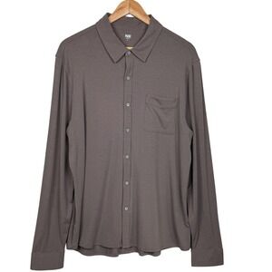 PAIGE Men's Shirt Large Smoked Wine Jersey Button Front Stretch Modern Casual